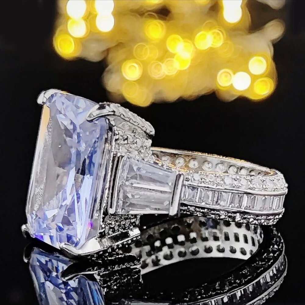 NEW ENGAGEMENT S925 STERLING SILVER DIAMOND RING, BEAUTIFUL RING, SHINY RING. - Picture 4 of 6